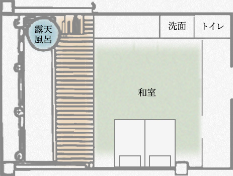 露天風呂付客室 和洋室「ふくじゅそう」 間取り図
